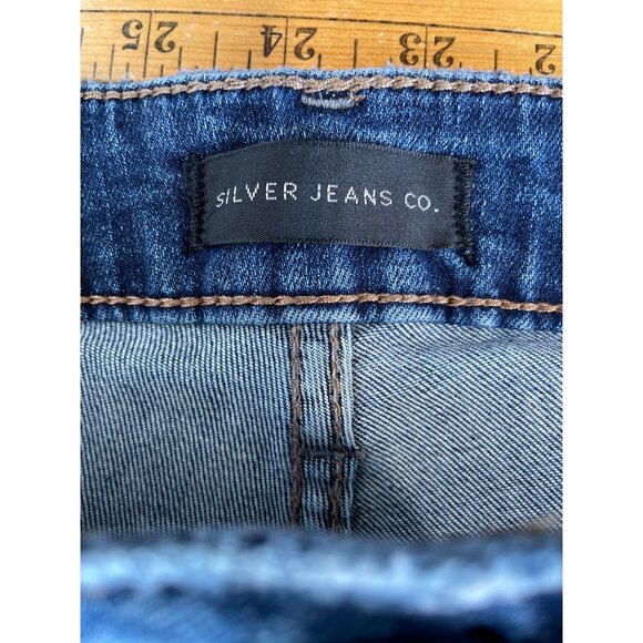 Silver Jeans Co Plus Size 20 Elyse Skinny Distressed Blue Denim Mid Rise Stretch - Picture 4 of 7